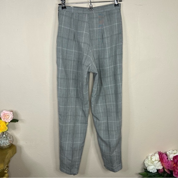 Size 3 Vintage 90’s Grey Plaid Tapered Dress Pants Tartan Extra Small Academia - Picture 4 of 9